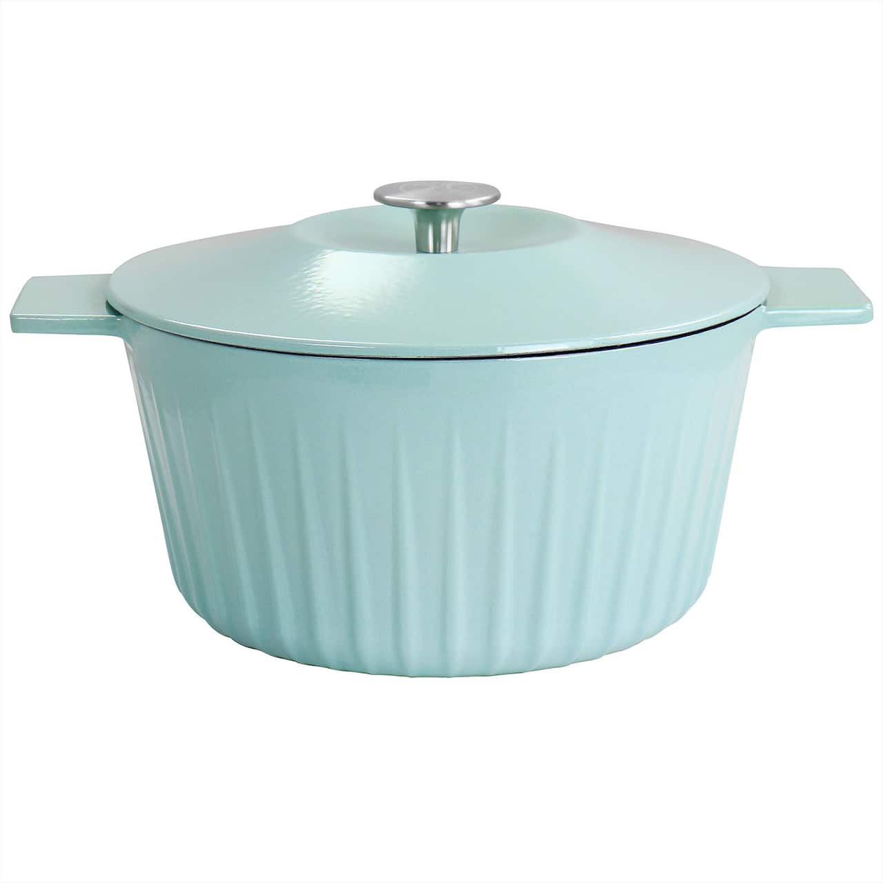 Martha Stewart 5qt. Light Cyan Enameled Round Cast Iron Dutch Oven with Lid